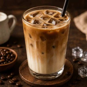 Menu Refreshing iced coffee drink served with ice at RAASARA